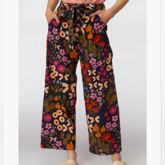 Princess Highway Pants - Princess Highway Floral Wide-Leg Cropped Pants